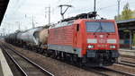 DB Cargo Deutschland AG mit  189 016-9  [NVR-Number: 91 80 6189 016-9 D-DB] und gemischten Güterzug am 04.10.18 Bf.