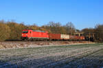 DBC 185 354 mit einem E-Wagenzug von Bremen Stahlwerke nach Seelze Rbf hier bei Drakenburg #dbcargo #185 #185354 #ewagen #bremenstahlwerke #seelzerbf