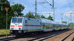 DB Fernverkehr AG mit  146 553-3  [NVR-Nummer: 91 80 6146 553-3 D-DB] und DB Doppelstock IC Wagengarnitur (leer) Durchfahrt Bahnhof Golm bei Potsdam am 21.06.19