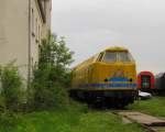 DB Netzinstandsetzung 229 100-3 am 25.05.2013 beim 18. Eisenbahnfest unter dem Motto  DR E-Loktreffen  des Thringer Eisenbahnvereins im ehem. Bw Weimar.  