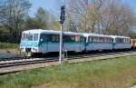 Am 03.05.2008 steht diese 3-teilige Ferkeltaxen Einheit im Bahnhof von Zinnowitz.