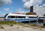 Zwei Triebzge BR 646 der UBB am 17.06.2008 zwischen der Hubbrcke und der Haltestelle Wolgast-Hafen.