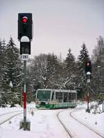 654 031 (VT31  Stadt Klingenthal ) als VBG83146 in Zwotental, 15.2.010.