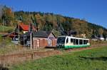 Mein 600. Bild auf Bahnbilder.de zeigt 654 039 (VT39) als VBG83119 Zwickau - Graslitz in Zwota-Zechenbach, 10.10.010.