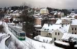 654 035 (VT35) und 654 048 (VT48  St. Ulrich Weischlitz ) als VBG20809/81059 Zwickau/Hof - Graslitz (- Karlsbad) in Klingenthal, 14.1.012.