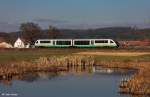 Desiro VBG 642 310-6 Vogtlandbahn VT 10   Stadt Hof   (Baujahr 2002, Siemens) als VBG 74262 Schwandorf - Marktredwitz, KBS 855 Regensburg - Hof, fotografiert bei Haindorf am 25.02.2014 