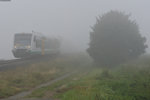 VT 65 der Vogtlandbahn als OPB20872 von Cheb nach Marktredwitz bei Seußen, 11.09.2015