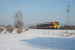 1648 205 mit der OPB 20879 von Hof Hbf nach Marktredwitz über Cheb bei Seußen, 29.01.2017