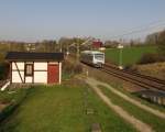 VT 66 nach Falkenstein gesehen am 16.04.2015 in Jößnitz.