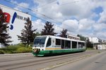 Vogtlandbahn Zwickau / Zwickauer Modell: Siemens / Duewag RegioSprinter der Vogtlandbahn (nach BOStrab ausgestattet), aufgenommen im August 2016 an der Haltestelle  Steinkohlenwerk /