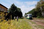  Egronet-Erkundungstour 16.-18.08.2013  Zwischenstop in Ovesné Kladruby (KBS 149) hat VT08 der VBG als ZOs36084 am 17.08.2013.