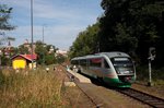  Egronet-Erkundungstour 16.-18.08.2013  Unser Zug hat Loket předměsti erreicht, das erste Etappenziel dieses Tages.