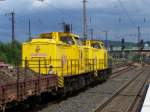 Nachschu auf einen EBW-Cargo-Gterzug bei der Durchfahrt des Bahnhofes Aschaffenburg Hbf. Aufgenommen im Juli 2007