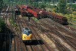 EBW V 270.07 bei Rangierarbeiten im Güterbahnhof Stuttgart-Untertürkheim.
Fotografiert vom Eszet-Steg.
Aufnahmedatum: 31.08.2008