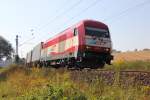 223 031-6 (420 11) der EVB/MWB mit Containerzug in Fahrtrichtung Norden.