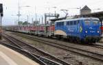 140 761-8 der EVB/MWB mit leerem Autotransportzug aus Richtung Norden kommend. Aufgenommen am 19.06.2014 im Bremer Hauptbahnhof.