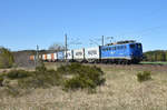 EGP 139 285-1 mit einem Containerzug unterwegs in Richtung Hagenower Land.