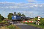 140 621 der EGP fährt mit einem BMWAutozug durch Güterglück gen Magdeburg.

Güterglück 17.07.2023