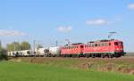 Am 28.April 2013 waren EGP 140 876 & 853 sdlich von Elze(Han) mit einem Zementzug auf dem Weg nach Deuna.