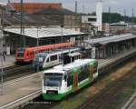 Neu gemischte Farbenspiele in Hof Hbf am 11.06.2012 fotografiert.