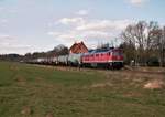 232 690-8 (EBS) zu sehen am 31.03.20 mit einem Kesselzug in Großebersdorf.