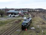 Die havarierte Ludmilla  232 083-6 der EBS ( 9280 1232 083-6 D-EBS ) bei der Reparatur in Gera am 22.2.2024