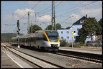 Eurobahn Talent VT 3.07 fährt aus Bielefeld kommend auf dem Weg nach Münster um 14.18 Uhr am 6.9.2016 in den Bahnhof Brackwede ein.