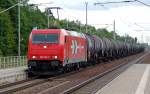 185 632 der HGK zog am 23.06.11 einen Kesselwagenzug durch Burgkemnitz Richtung Bitterfeld.