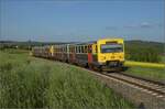 Abgesang auf die Taunus Elevated.

609 001 HLB VT01 und 609 004 HLB VT04 bei Wehrheim auf dem Weg nach Brandoberndorf. Mai 2022.