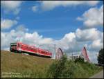 628 599 auf dem Weg nach Bad Schmiedeberg an der Elbbrcke zwischen Lutherstadt Wittenberg und Pratau, 01.08.07.