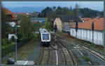 Von Goslar kommend erreicht 622 204 am 31.10.2017 den Bahnhof Vienenburg.