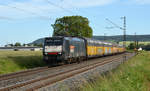 189 998, welche für die TX im Einsatz ist, rollte am 12.06.17 noch mit Logo des Vormieters durch Retzbach-Zellingen Richtung Gemünden.