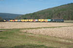 Eine unbekannt gebliebene 193 von MRCE mit einem Containerzug Richtung Würzburg bei Harrbach, 16.03.2017