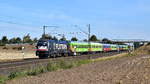 MRCE ES 64 U2-018 (182 518), vermietet an BTE (BahnTouristikExpress), mit FLX 1803 Hamburg Hbf - Köln Hbf (Marl [NI], 18.08.18).