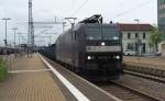 MRCE 185 552 durchfhrt mit PKP Rungenwagen den Bahnhof Nordhausen in Richtung Halle an der Saale.