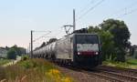 Die im Dienst der LTE stehende 189 105 zog am 23.08.15 einen Kesselwagenzug durch Jeßnitz Richtung Dessau.