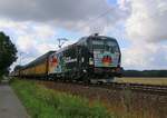 193 876 mit geschlossenen ARS-Autotransportwagen in Fahrtrichtung Verden(Aller). Aufgenommen am 23.07.2015 in Eystrup.