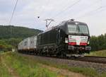 193 866 mit Containerzug in Fahrtrichtung Süden. Aufgenommen zwischen Mecklar und Ludwigsau-Friedlos am 27.08.2015