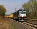 193 864 mit S21-Abraumzug in Fahrtrichtung Süden. Aufgenommen am 16.04.2015 in Wehretal-Reihensachsen.