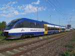 VT 0001 und 0010 der OLA Neubrandenburg im Bahnhof von Gstrow am 01.05.2012