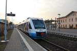 Im Bahnhof von Oschersleben stand am 10.03.2015 der Lint der OLA zur Rückfahrt nach Magdeburg bereit 