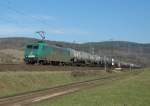 145-CL 003 der Rail4Chem mit einem ler in Fahrtrichtung Sden kurz vor Friedlos. Hinten an der Lok stand  Ich bin grn  ;)... nunja, glnzt ja auch nicht gerade... 21.03.2009.