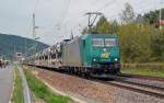 185-CL 006 fuhr am 05.07.13 mit einem Autozug von Bad Schandau kommend durch Knigstein Richtung Dresden.