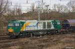 VCD 272 401-1, G 2000-3 BB (Bj. 2004, Vossloh) Veolia Cargo Deutschland Rail4Chem Lok 2003, European Bulls Rail Freight Alliance als Schlusslok eines Güterzuges, fotografiert in Halle (Saale) am 28.03.2009