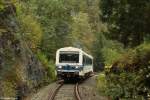 VT08 der Regentalbahn befuhr im Rahmen einer Fotosonderfahrt am 27.09.2014 die Strecke von Viechtach nach Gotteszell.