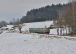 VT 07 + VS 28 bei einer Sonderfahrt auf der Wanderbahn am 28.12.2014 bei Ochsenberg.