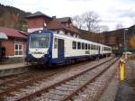 SWEG VS 200 und SWEG VT 125 stehen am Nachmittag des 09.11.10 im Bahnhof Ottenhfen im Schwarzwald auf Gleis 1.Die Triebwagen werden gleich rangieren und VS 200 beendet seinen Einsatz fr den heutigen