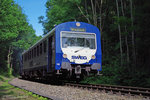 Am 14.06.2012 verlässt der SWEG VT 130 zusammen mit dem VT 128 den Bahnhof Riegel DB.