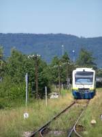 Ein kleinen Bilck auf die Wieslauftalbahn mit dem VT441  Wiesel  der WEG. Aufgenommen am 6.August 2007
(Temperatur: ca. 30C)