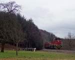 Am 2.1.13 war der Salzzug der HzL das erste Mal im Jahre 2014 unterwegs.
Die Zuglok war an diesem Tag die HzL V152.
Aufgenommen wurde der Zug in der nähe des ehemaligen Bahnhofes Hechingen Stein.